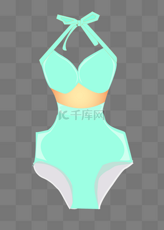 绿色连体泳衣插画