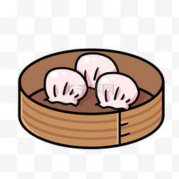 小吃虾饺卡通插画