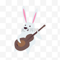 庆祝的兔子图片_弹着吉他的兔子