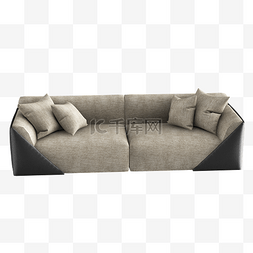 沙发日系素材图片_花色灰色简约日系沙发