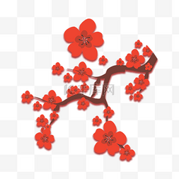 红色创意植物花朵元素