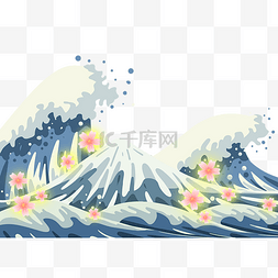 和风樱花富士山背景