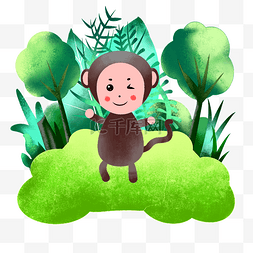 小猴子卡通图片_教育培训棕色可爱小猴子