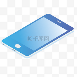 创意智能手机图片_2.5D创意蓝色智能手机免抠图