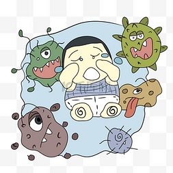 卡通细菌流行病毒