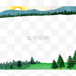 清新森林边框图片_装饰森林边框绿河