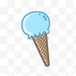 蓝色冰激凌甜筒PNG