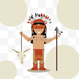 us美国图片_手绘拿着箭头的原住民