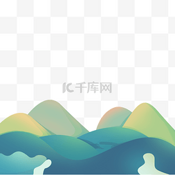 绿色的山峰图片_卡通绿色的山坡免抠图