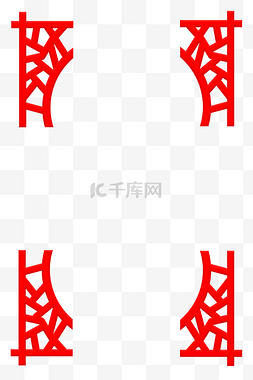 红色中国风窗框边框