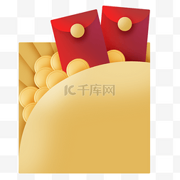 金币和红包图片_中国风红包和金币