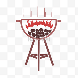 木炭卡通图片_精美的红色圆形烧烤架