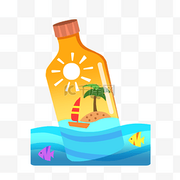 椰子树拟人图片_海边旅游旅游瓶