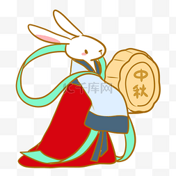 中秋抱着月饼的兔子图片_抱着月饼的玉兔