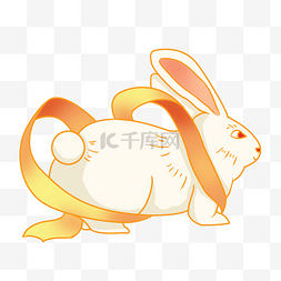 白兔瓷砖图片_丝带中秋节国潮白兔兔子玉兔