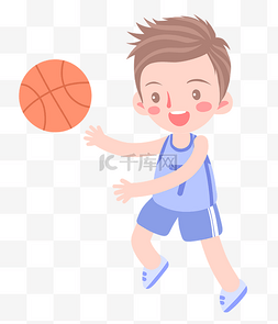 打篮球小男孩插画