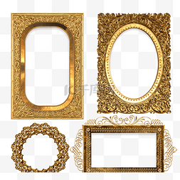 金色奢华装饰边框图片_巴洛克边框奢华金色华丽装饰元素