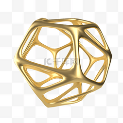 金色质感几何图片_镂空抽象金属质感几何体
