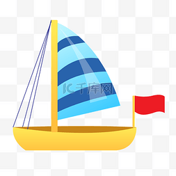 小红色旗子png图片_黄色的卡通小帆船