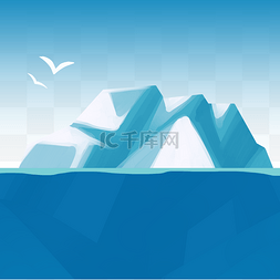海水元素海报图片_蓝色冰山海水海报素材
