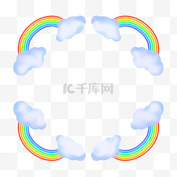 儿童卡通彩虹云朵边框