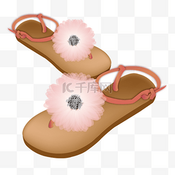 粉色凉鞋图片_粉色花朵装饰凉鞋