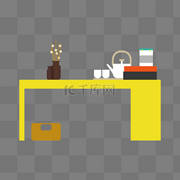 黄色桌子家具插画