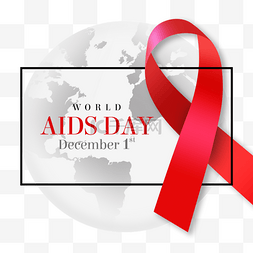 红黑边框图片_world aids day创意感地球丝带