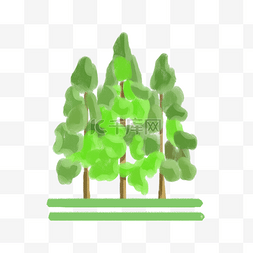 绿色大自然海报图片_春季绿色纹理草地大树卡通素材下