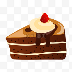 速写生日蛋糕图片_草莓奶油蛋糕PNG免抠