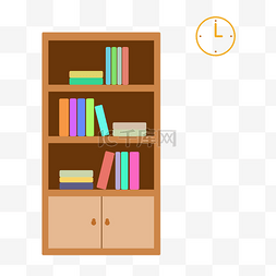 摆放的柜子图片_生活褐色扁平化家具矩形书柜柜子