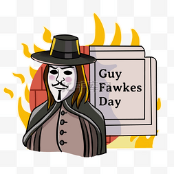 guy fawkes day手绘戴帽子的男人