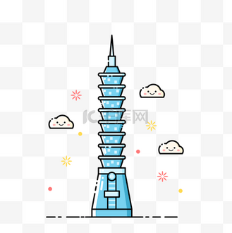 扁平化mbe风格台湾特色建筑台北101大楼
