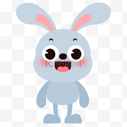 人带吉祥的动物图片_可爱动物卡通蓝灰色兔子