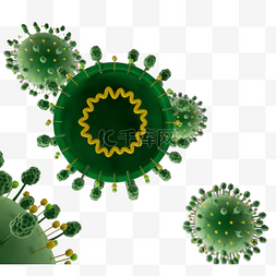 突然剖面图片_绿色病毒剖面3d元素
