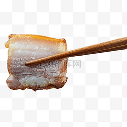 筷子夹腊肉肉片