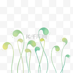 绿色叶子手绘卡通植物花草