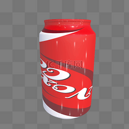 C4D立体红色可乐易拉罐