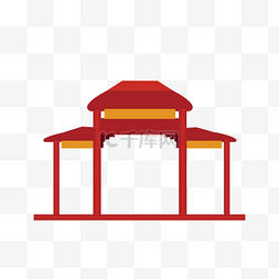 羊年拱门图片_红色门楼建筑