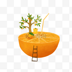 橘子插画素材图片_橘子创意插画