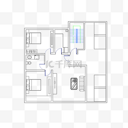 ps户型素材图片_黑色线框户型图