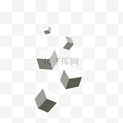 数学几何图案图片_灰色立体方块免抠图