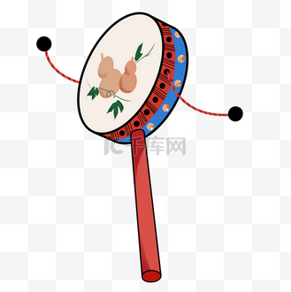 六一儿童节红色手绘卡通儿童拨浪鼓