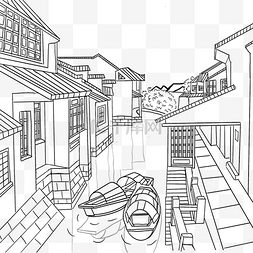 线描街道图片_线描古老街道