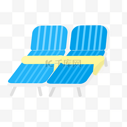 蓝色卡通躺椅插画