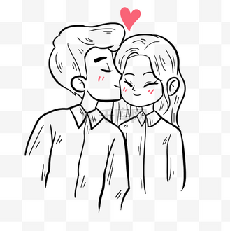 情人节线描情侣线条