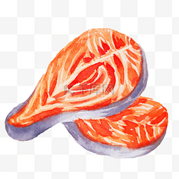 美食鱼肉三文鱼插画
