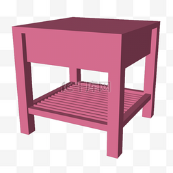 c4d家具素材图片_c4d粉色床头柜
