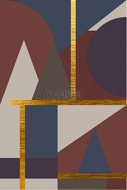 联单嗨起来图片_几何抽象画单联咖啡色系抽象装饰