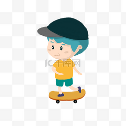 玩滑板的小男孩卡通